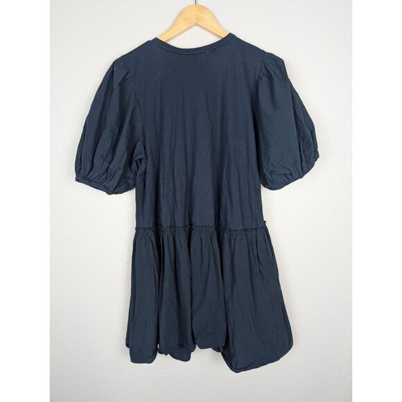 Zara Mini Dress in Dark Blue Size Large Balloon Sleeves Contemporary 139 - Picture 2 of 8